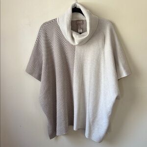 Chico's Geometric Pattern Turtleneck Sweater - Cream and Brown